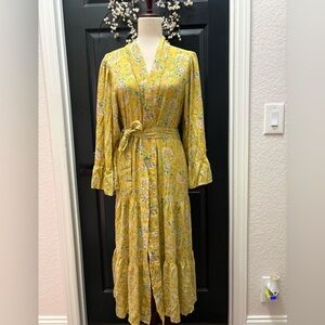 Chelsea & Violet Yellow Floral Long Sleeve Wrap Dress